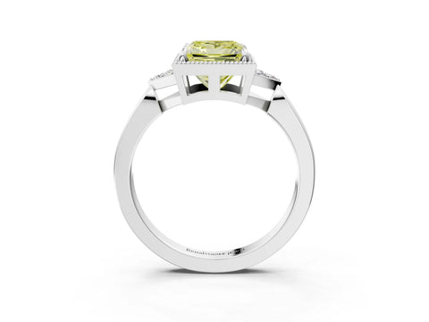 White gold Hexagonal Halo Fancy Yellow Princess Cut Diamond Solitaire with Pavé Band and Four-Prong Setting_18