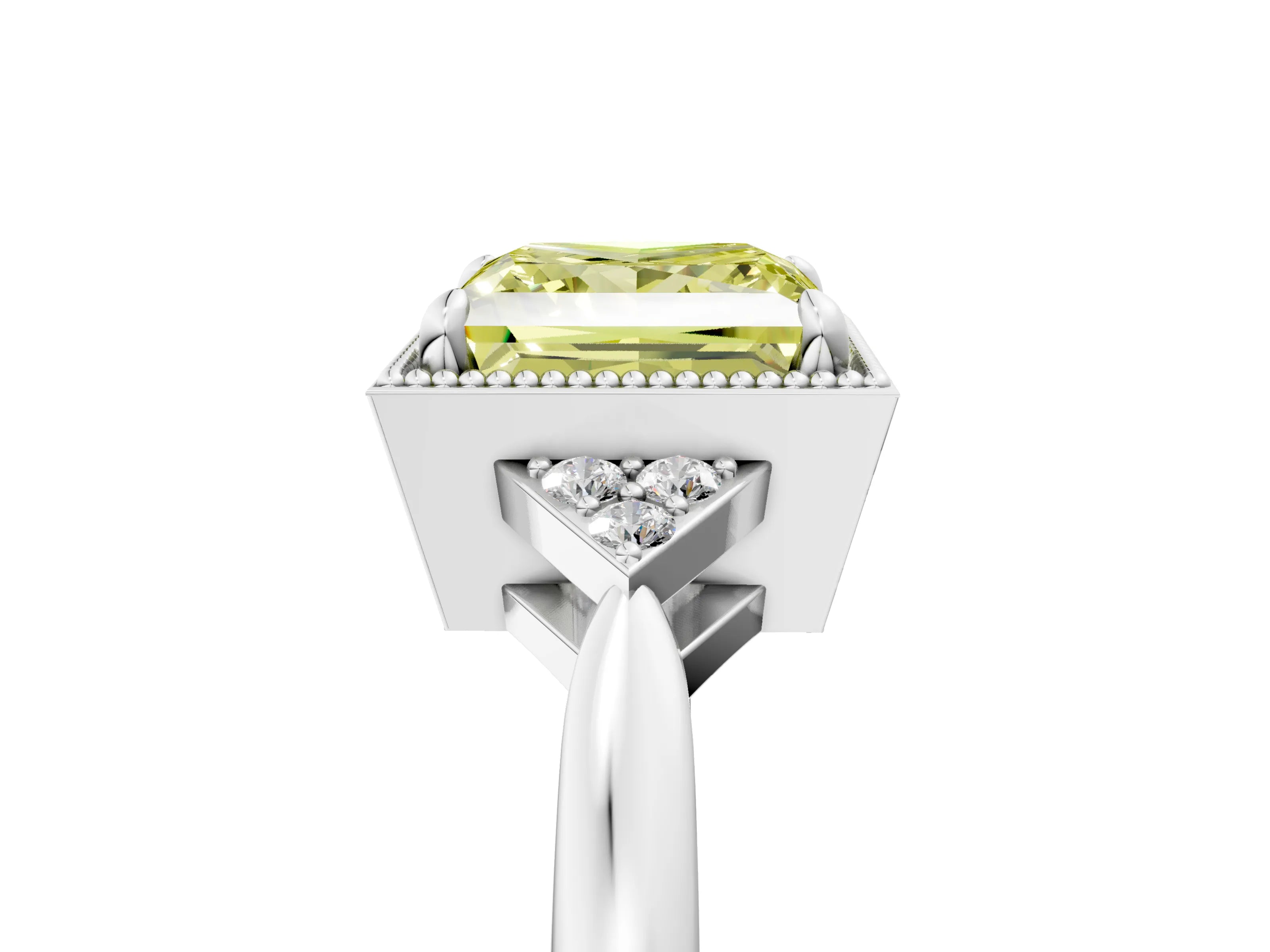 White gold Hexagonal Halo Fancy Yellow Princess Cut Diamond Solitaire with Pavé Band and Four-Prong Setting_20