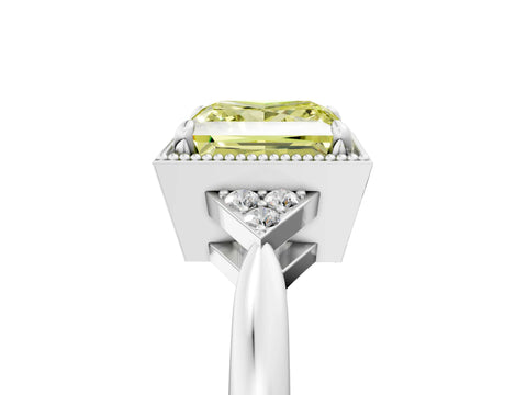 White gold Hexagonal Halo Fancy Yellow Princess Cut Diamond Solitaire with Pavé Band and Four-Prong Setting_8