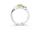 White gold Hexagonal Halo Fancy Yellow Radiant Cut Diamond Solitaire with Pavé Band and Four-Prong Setting_18
