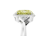 White gold Hexagonal Halo Fancy Yellow Radiant Cut Diamond Solitaire with Pavé Band and Four-Prong Setting_20