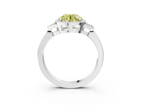 White gold Hexagonal Halo Fancy Yellow Round Cut Diamond Solitaire with Pavé Band and Four-Prong Setting_18