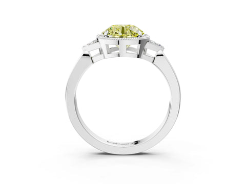 White gold Hexagonal Halo Fancy Yellow Round Cut Diamond Solitaire with Pavé Band and Four-Prong Setting_6