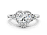 White gold Hexagonal Halo Heart Cut Diamond Solitaire with Pavé Band and Four-Prong Setting_3