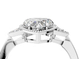 White gold Hexagonal Halo Heart Cut Diamond Solitaire with Pavé Band and Four-Prong Setting_7