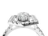 White gold Hexagonal Halo Marquise Cut Diamond Pavé Band with Four-Prong Setting_7
