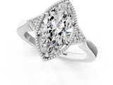 White gold Hexagonal Halo Marquise Cut Diamond Solitaire with Pavé Band and Four-Prong Setting_4