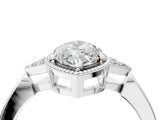 White gold Hexagonal Halo Marquise Cut Diamond Solitaire with Pavé Band and Four-Prong Setting_7