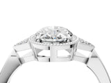 White gold Hexagonal Halo Oval Cut Diamond Solitaire with Pavé Band and Four-Prong Setting_7