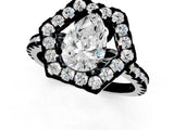 White gold Hexagonal Halo Pear Cut Diamond Pavé Band with Four-Prong Setting_4