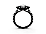 White gold Hexagonal Halo Pear Cut Diamond Pavé Band with Four-Prong Setting_6