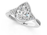 White gold Hexagonal Halo Pear Cut Diamond Solitaire with Pavé Band and Four-Prong Setting_4
