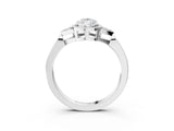 White gold Hexagonal Halo Pear Cut Diamond Solitaire with Pavé Band and Four-Prong Setting_6