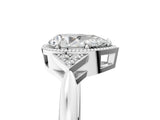 White gold Hexagonal Halo Pear Cut Diamond Solitaire with Pavé Band and Four-Prong Setting_8