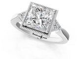 White gold Hexagonal Halo Princess Cut Diamond Solitaire with Pavé Band and Four-Prong Setting_4