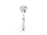 White gold Hexagonal Halo Princess Cut Diamond Solitaire with Pavé Band and Four-Prong Setting_5