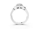 White gold Hexagonal Halo Princess Cut Diamond Solitaire with Pavé Band and Four-Prong Setting_6
