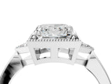 White gold Hexagonal Halo Princess Cut Diamond Solitaire with Pavé Band and Four-Prong Setting_7