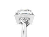 White gold Hexagonal Halo Princess Cut Diamond Solitaire with Pavé Band and Four-Prong Setting_8