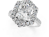 White gold Hexagonal Halo Radiant Cut Diamond Pavé Band with Four-Prong Setting_4