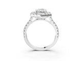 White gold Hexagonal Halo Radiant Cut Diamond Pavé Band with Four-Prong Setting_6
