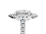 White gold Hexagonal Halo Radiant Cut Diamond Pavé Band with Four-Prong Setting_8
