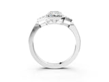 White gold Hexagonal Halo Radiant Cut Diamond Solitaire with Pavé Band and Four-Prong Setting_6