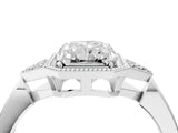 White gold Hexagonal Halo Radiant Cut Diamond Solitaire with Pavé Band and Four-Prong Setting_7