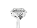 White gold Hexagonal Halo Radiant Cut Diamond Solitaire with Pavé Band and Four-Prong Setting_8
