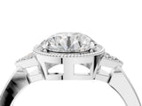 White gold Hexagonal Halo Round Diamond Solitaire with Pavé Band and Four-Prong Setting_28