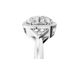White gold Hexagonal Halo Round Diamond Solitaire with Pavé Band and Four-Prong Setting_29