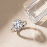 White gold Hexagonal Halo Round Diamond Solitaire with Pavé Band and Four-Prong Setting_39