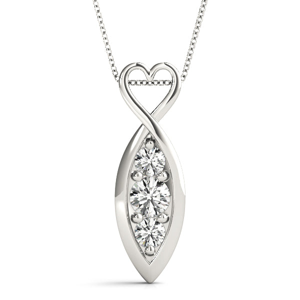White gold Infinity Heart Pendant with Round Diamond Prong Setting