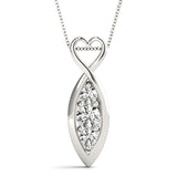 White gold Infinity Heart Pendant with Round Diamond Prong Setting