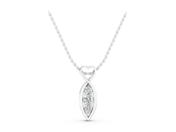 White gold Infinity Heart Pendant with Round Diamond Prong Setting
