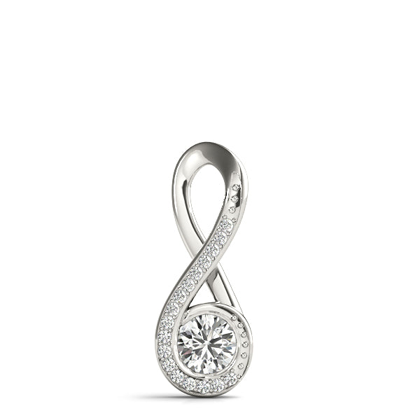 Silver Infinity Pavé Round Diamond Bezel Pendant