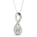 White gold Infinity Pavé Round Diamond Bezel Pendant