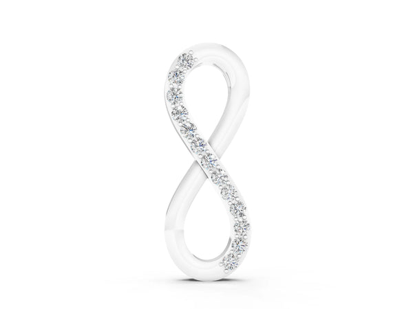 Silver Infinity Pendant with Round Brilliant Diamonds in Pavé Setting