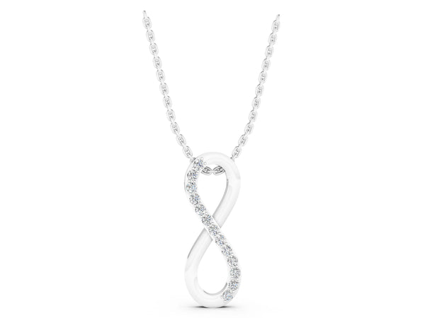 White gold Infinity Pendant with Round Brilliant Diamonds in Pavé Setting