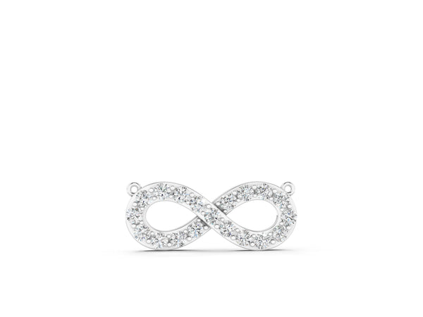 White gold Infinity Pendant with Round Cut Diamonds in Pavé Setting