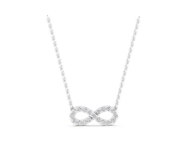White gold Infinity Pendant with Round Diamond Pavé Setting