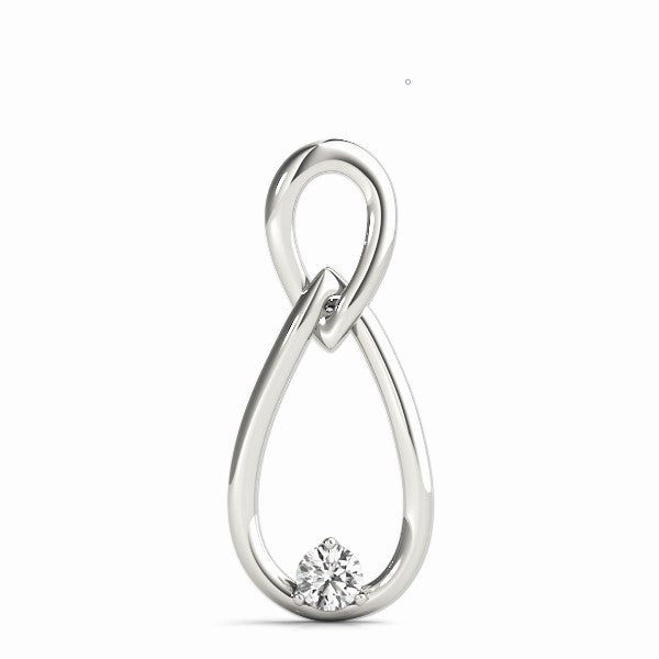 White gold Infinity Teardrop Pendant with Round Diamond in Bezel Setting 1