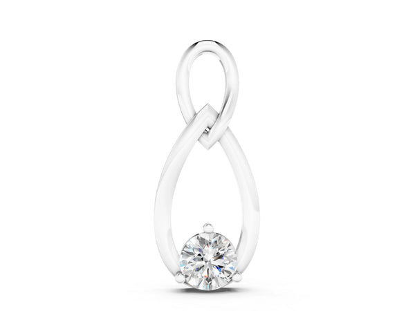 White gold Infinity Teardrop Pendant with Round Diamond in Bezel Setting