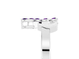 White gold Marquise Amethyst Cluster Bypass Ring with Prong Setting_11
