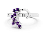 White gold Marquise Amethyst Cluster Bypass Ring with Prong Setting_6