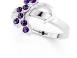 White gold Marquise Amethyst Cluster Bypass Ring with Prong Setting_7