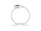White gold Marquise Amethyst Cluster Bypass Ring with Prong Setting_9