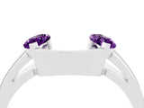 White gold Marquise Amethyst Open Band Ring with Tension Setting_10