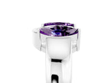 White gold Marquise Amethyst Open Band Ring with Tension Setting_11