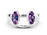 White gold Marquise Amethyst Open Band Ring with Tension Setting_6